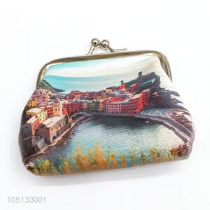 Cute Cartoon Building Pattern Multi-Printed PU Leather Coin Purses