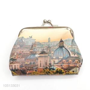 Low Price Beautiful Buildings Printed PU Leather Coin Purse