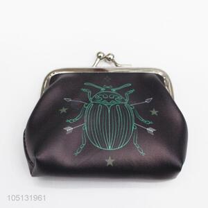 Latest Design Black Color Insect Pattern PU Leather Coin Purse Wallet