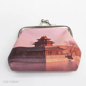 Fancy Items Exquisite Ancient Building Pritned Pu Mini Coin Purse