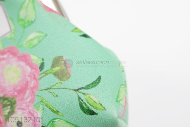 Promotional Gift Green Color Flower Printed Custom Logo Coin Purse Hasp Pouch