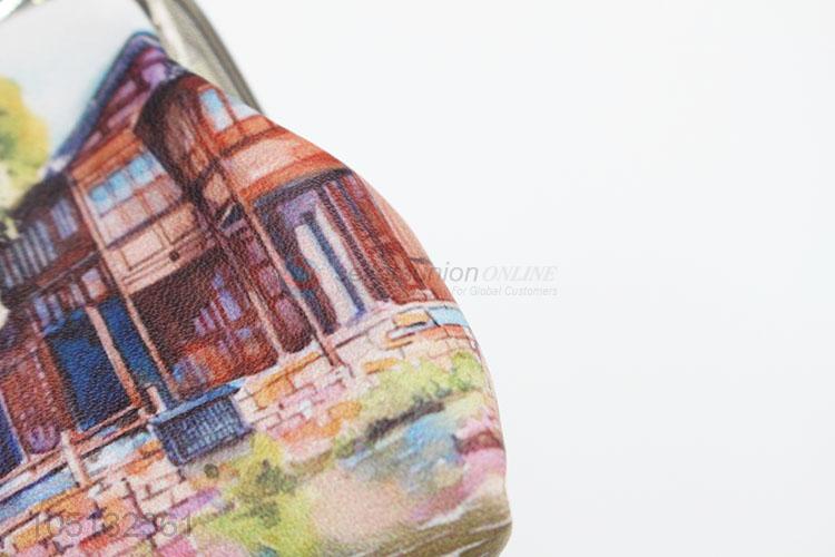 Mini Ancient Town Of Scenery Printing PU Leather Coin Purse