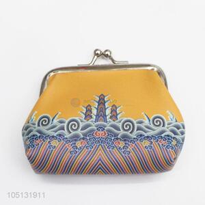 Cheap Price Custom Yellow Color Custom Vintage Printed PU Leather Coin Purses