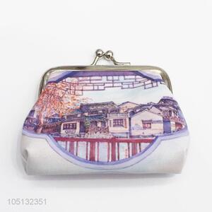 Mini China'S Courtyard Pattern PU Leather Purse for Coin/Key