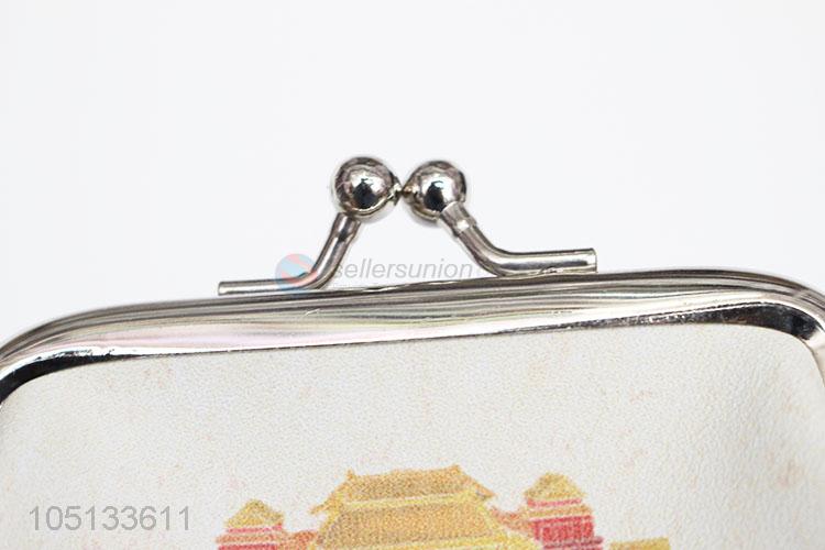 Mini Cartoon Tian An Men Printed PU Leather Coin Purse for Ladies