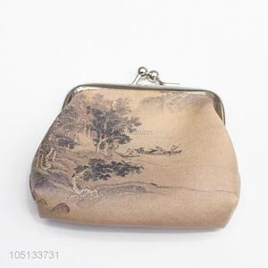 Beautiful Chinese Painting Printed PU Leather  Mini Handbag Coin Purse for Women