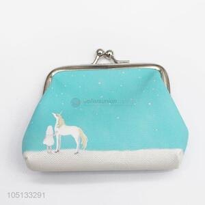 Cute Cartoon White Horse Pattern Mini Bag PU Leather Coin Purse