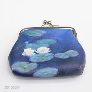 Mini Lotus Pattern Wallet Female Coin Bag Cartoon PU Leather Coin Purse