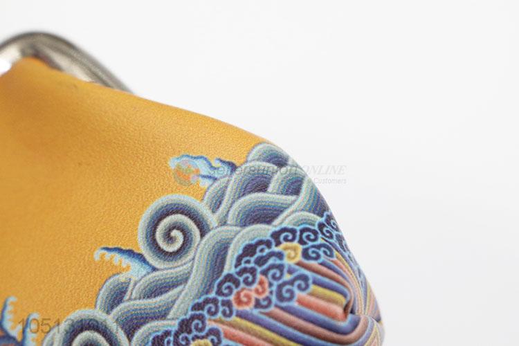 Cheap Price Custom Yellow Color Custom Vintage Printed PU Leather Coin Purses