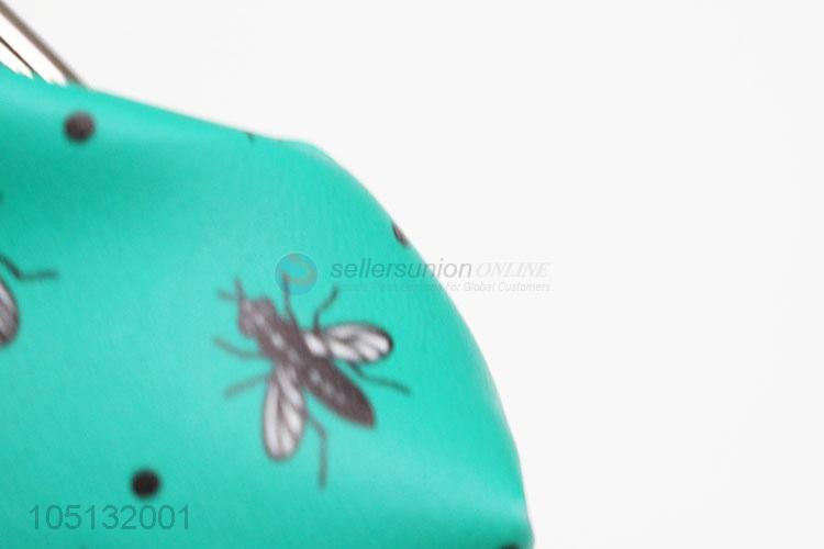 Fashion Style Green Color Insect Pattern PU Leather Coin Purse Wallet