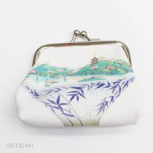 New PU Leather Mini Clutch West Lake Scenery Pattern Coin Purse