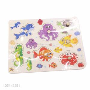 Hot Selling Cartoon Marine Organism Puzzles Intelligence Kids Wooden Toys