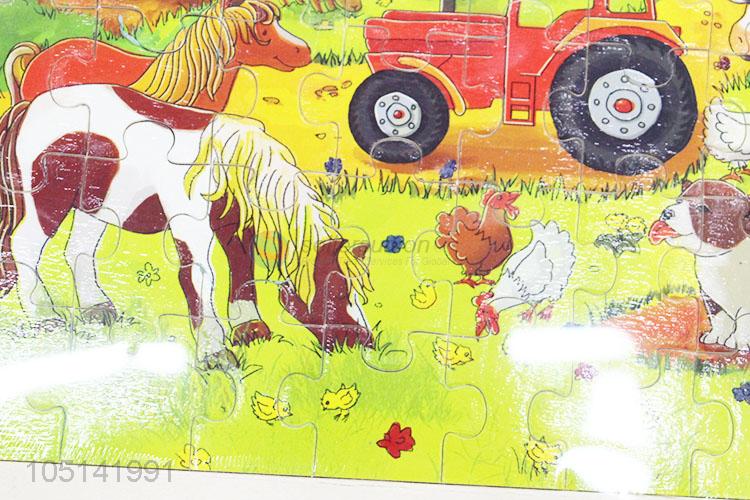 New Arrival 60 Pieces/Set Cartoon Story Wooden Puzzles Farm Learning Toy