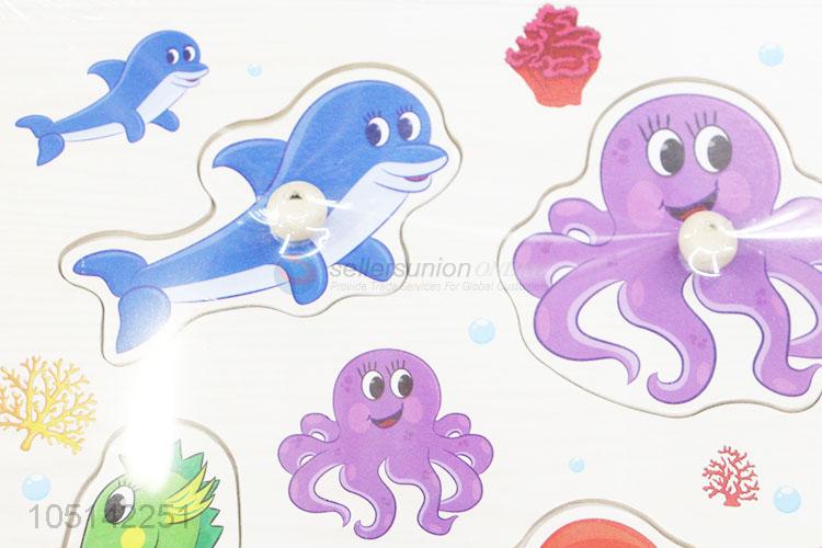 Hot Selling Cartoon Marine Organism Puzzles Intelligence Kids Wooden Toys