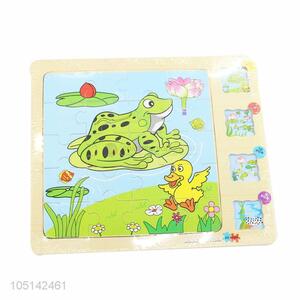 Portable Fashion 4 Layers Wooden Puzzle Board Cute Animals Cartoon Puzzle Toy