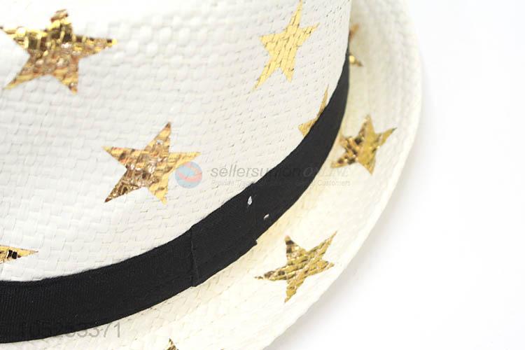 Wholesale Star Pattern Paper Straw Fedora Hat