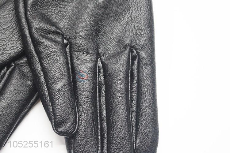 High quality custom men black pu gloves