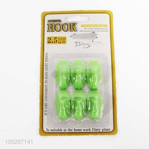 Cheap home use 6pcs green plastic sticky hooks