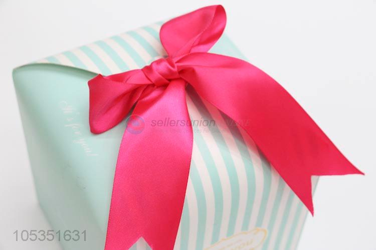 Popular Wholesale Green Color Striped Party Wedding Paper Gift Boxes