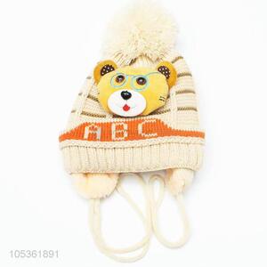 Low Price Knitted Kids Winter Baby Cartoon Bear Hats