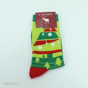 Cheap wholesale Christmas tree printed kids winter socks