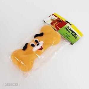 Eco-friendly yellow vinyl bone shape dog chew toy