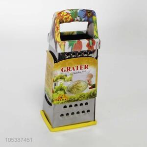 Wholesale stainless steel portable four-side grater with sunflower printed handle