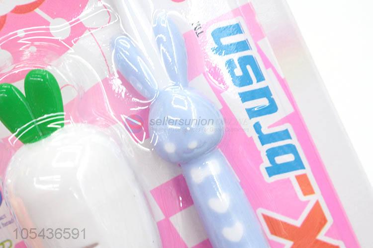 Custom Cute Rabbit Shape Toothbrush With Carrot Set