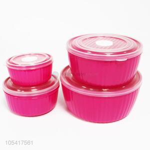 Good quality 4pcs rose red plastic preservation box