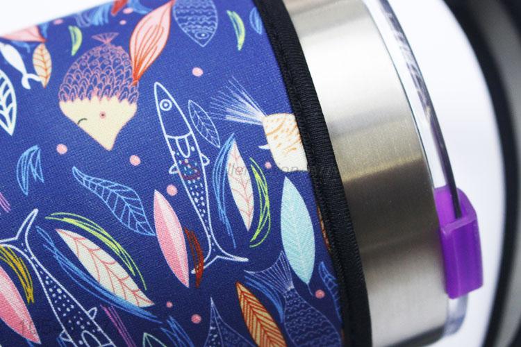 Low price stainless steel thermos bottle with fish printed cloth bag