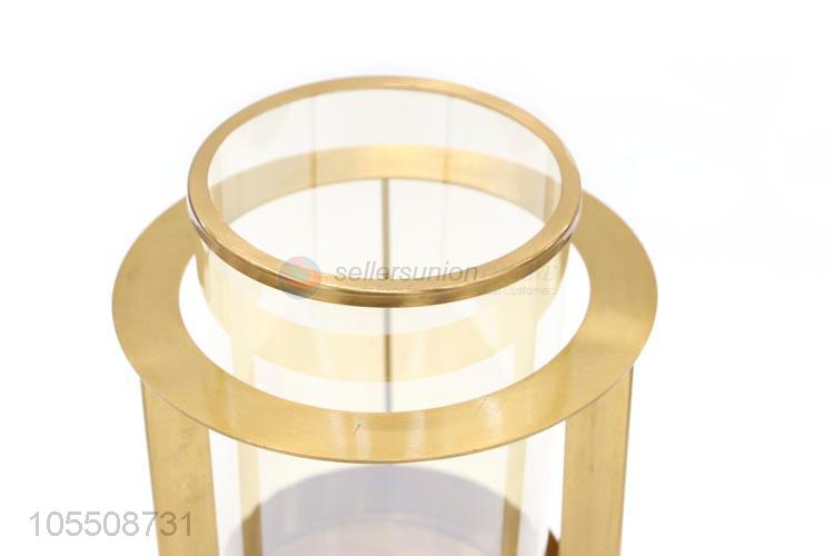 Factory promotional modern indoor decor golden metal candle holder