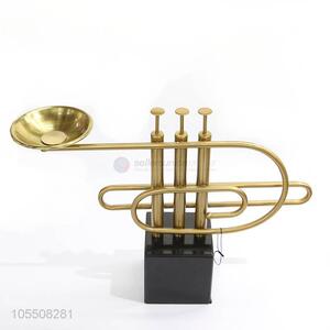 Factory promotional home decor trumpet shape iron candlestick