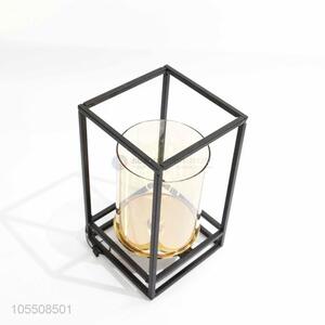 Latest design modern indoor decor black metal candle holder