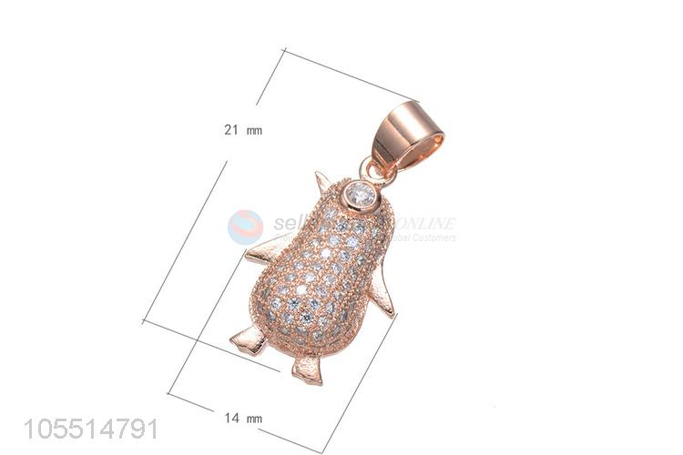 Cute Penguin Pendant Inlay Zircon Necklace Accessories