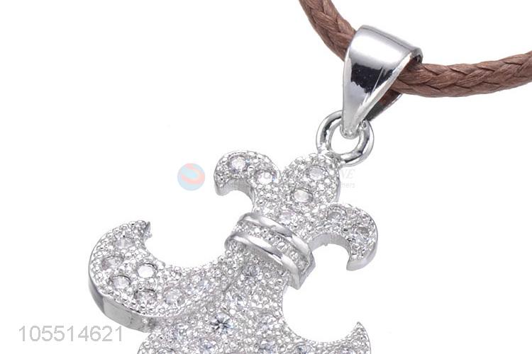 New Design Boat Anchor Shape Necklace Pendant Inlay Zircon Diamond Jewelry Pendant