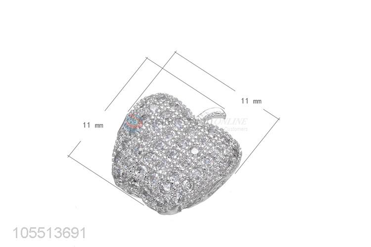 Wholesale Apple Shape Inlay Zircon Bracelet Charm Hole Spacer Bead