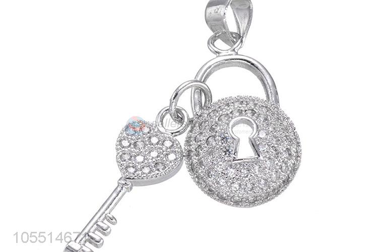 Fashion Lock And Key Diamond Pendant DIY Necklace Accessories