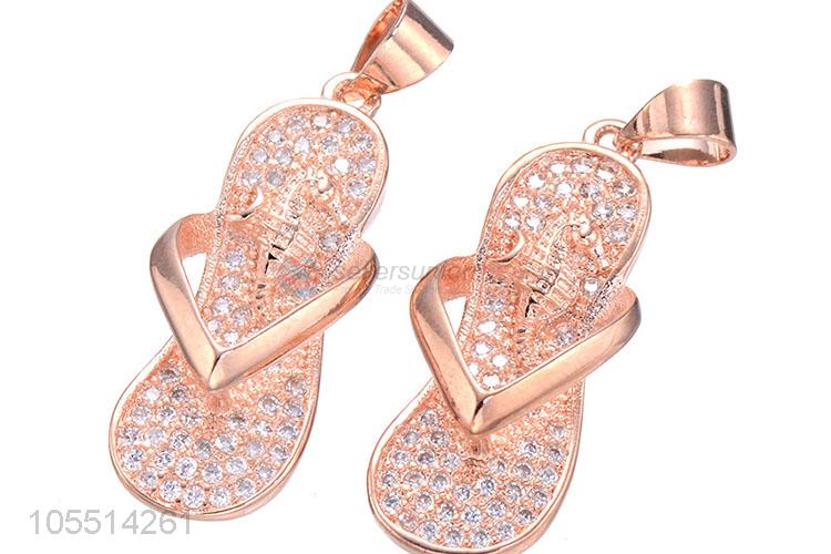 Delicate Design Flip Flops Shape Diamond Pendant Best Necklace Accessories