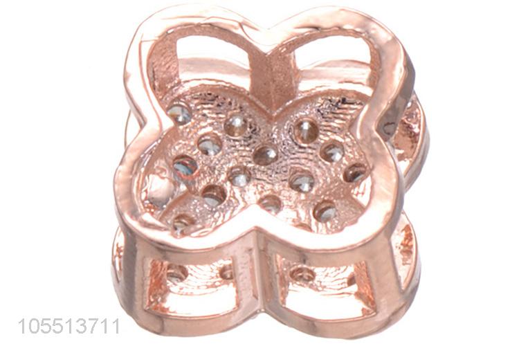 Best Bracelet Charm Four Leaf Clover Hole Spacer Bead With Diamonds