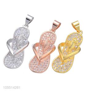 Delicate Design Flip Flops Shape Diamond Pendant Best Necklace Accessories