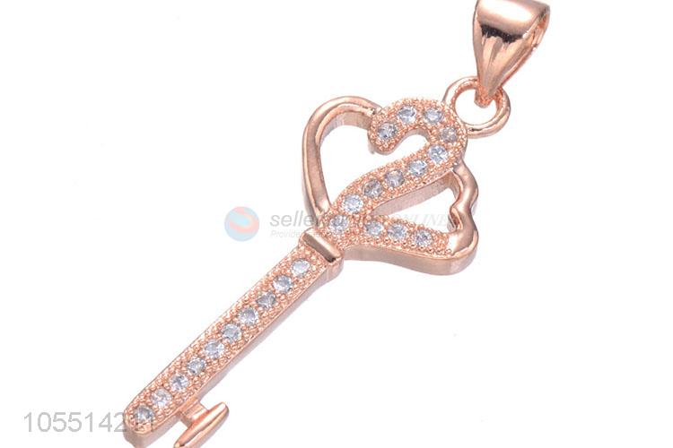 Wholesale Key Shape Inlay Zircon DIY Necklace Pendant