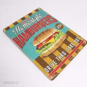 Hot sale hamburger printed wooden craft bar decoration