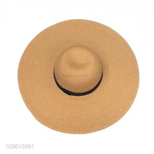 Wholesale women beach cap summer sun straw hat with wide brim