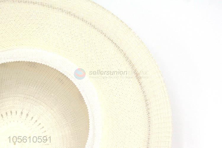 Superior quality women beach cap summer sun straw hat with ribbon