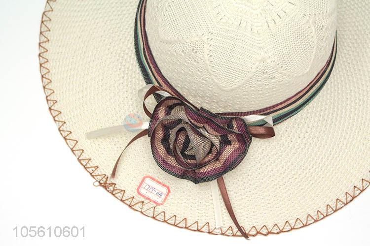 China manufacturer lady sun caps straw beach hat for women