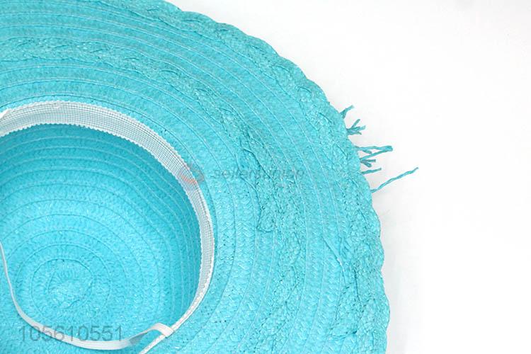 Cheap light blue women beach cap summer sun straw hat