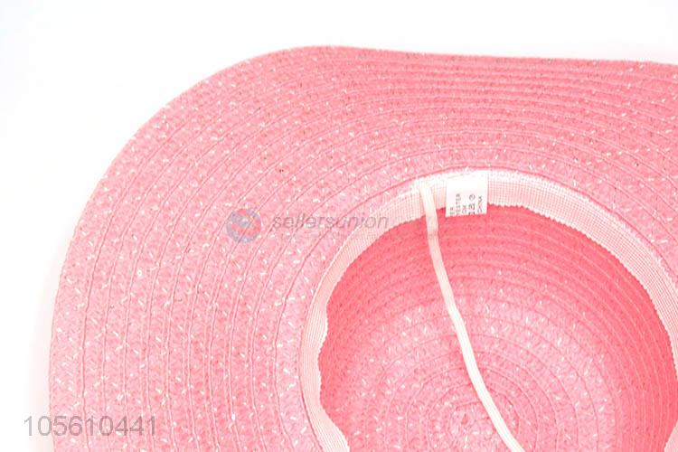 Hot selling colored lady sun caps straw beach hat for women