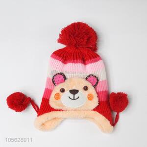 High Quality Kids Knitted Earmuffs Hat With Pompon Ball