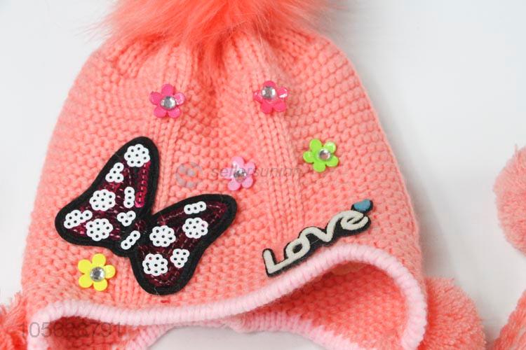 Cute Design Butterfly Pattern Colorful Earmuffs Hats For Kids