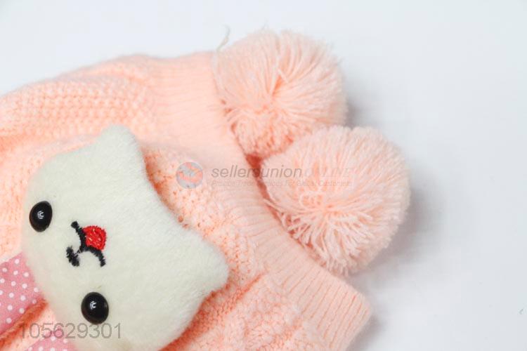 New Design Cartoon Knitted Beanie Pompon Ball Warm Hat